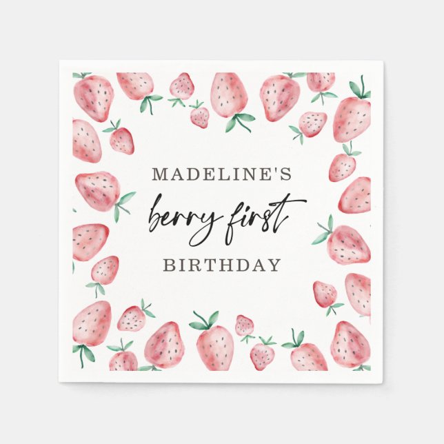 Servilleta De Papel Strawberry Berry Primer Chica Primera Napkins de C (Anverso)