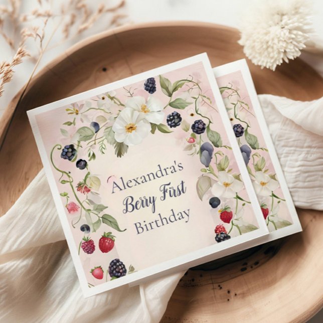 Servilleta De Papel Strawberry Berry Primer Fiesta de cumpleaños (Subido por el creador)