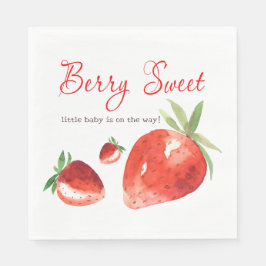 Servilleta De Papel Strawberry Berry Sweet Red Watercolor Baby Shower