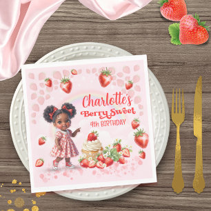 Servilleta De Papel Strawberry Birthday, Afro Baby Berry Birthday