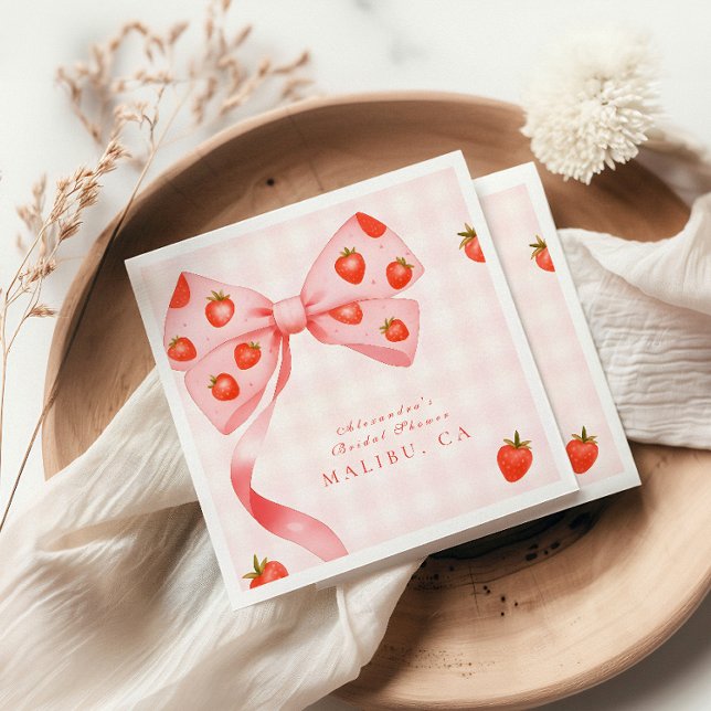 Servilleta De Papel Strawberry Bow Bridal Shower (Subido por el creador)