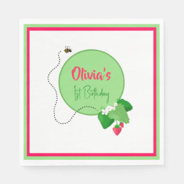 Servilleta De Papel Strawberry Bunch Green & Red Primer Chica de cumpl
