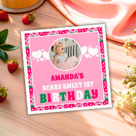 Servilleta De Papel Strawberry First Birthday Celebration Photo