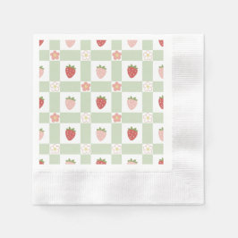 Servilleta De Papel Strawberry Gingham First Birthday