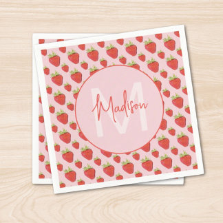 Servilleta De Papel Strawberry Pattern Monogram 