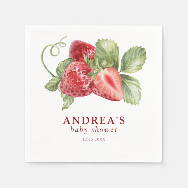 Servilleta De Papel Strawberry Red Baby Shower (Anverso)
