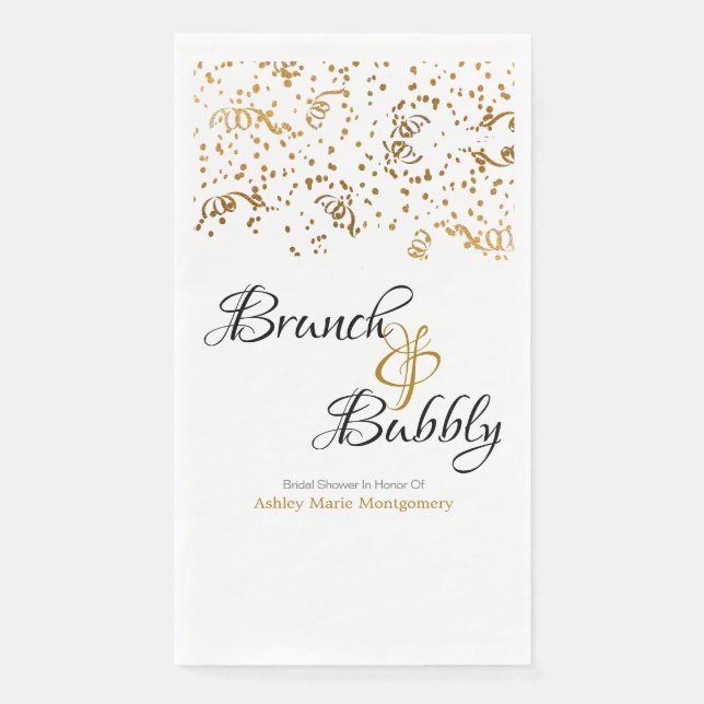 Servilleta De Papel Streamers de brunch Bubbly Gold (Anverso)