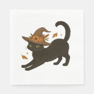 Servilleta De Papel Stretching Black Cat - Witchen Autumn Classic T-Sh