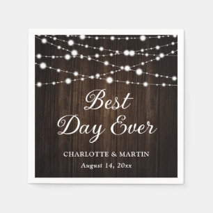 Servilleta De Papel String Lights Rustic Barn Wood Boda