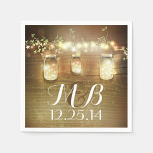 Servilleta De Papel String Luces Mason Jars Rustic Barn Boda