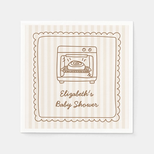 Servilleta De Papel Stripe Bun in the Oven Baby Shower Napkin (Anverso)