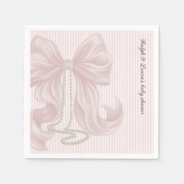 Servilleta De Papel Striped Bow Ivory Pink Baby Shower