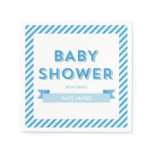Stripes Baby Shower azul moderno