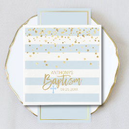 Servilleta De Papel Stripes Pastel Blue Gold BOY BAPTISM Luncheon