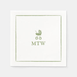 Servilleta De Papel Stroller Monogram Napkins Baby Shower