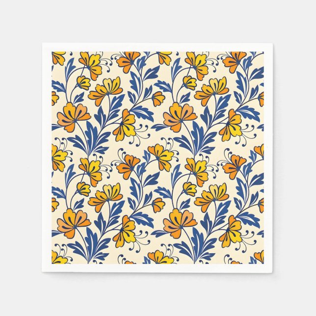 Servilleta De Papel Stunning Seamless Pattern of Flowers and Leaves (Anverso)