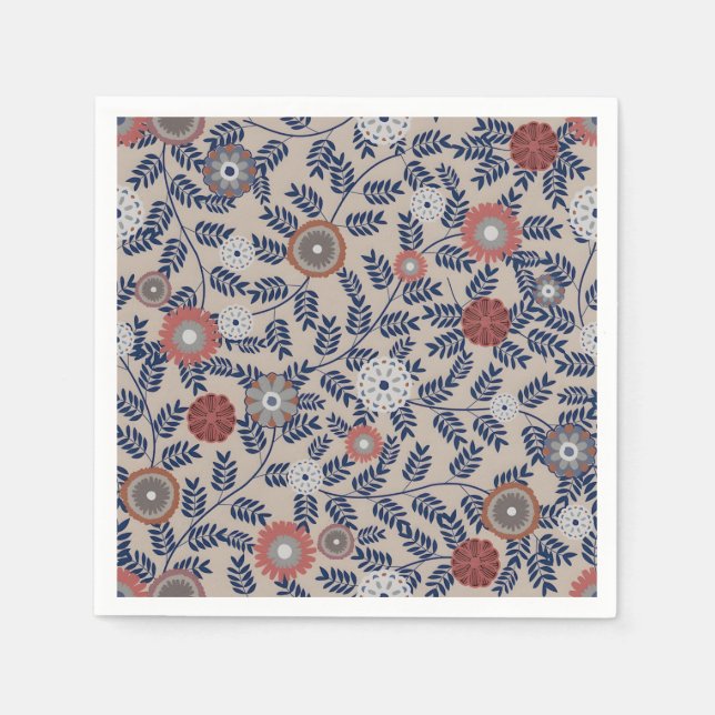 Servilleta De Papel Stunning Teal and Magenta Foliage Pattern  (Anverso)