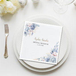 Servilleta De Papel Stylish Bridal Shower with Elegant Blue Blooms