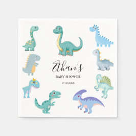 Servilleta De Papel Stylish Dinosaur Baby Shower White