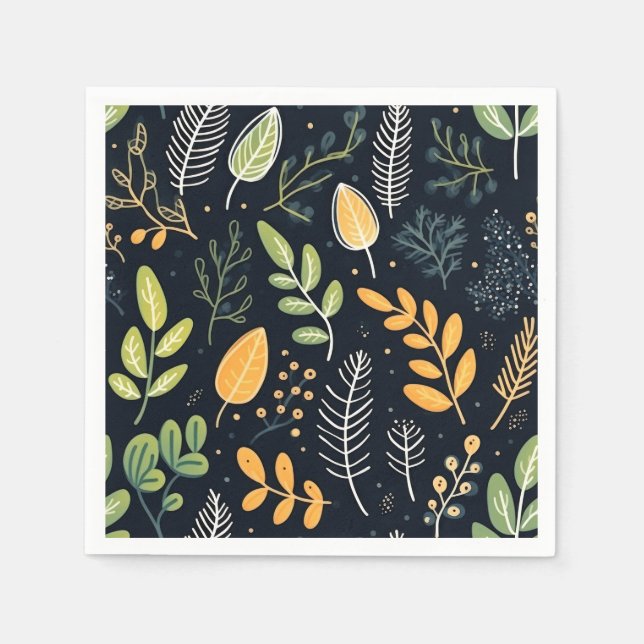 Servilleta De Papel Stylish Green and Yellow Foliage Pattern  (Anverso)