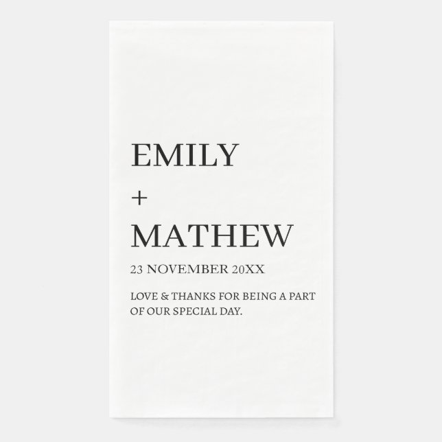 SERVILLETA DE PAPEL STYLISH MODERN CUSTOMIZED ELEGANT CLASSIC WEDDING  (Anverso)