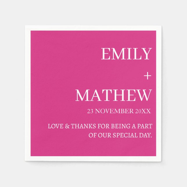 SERVILLETA DE PAPEL STYLISH MODERN CUSTOMIZED ELEGANT CLASSIC WEDDING  (Anverso)