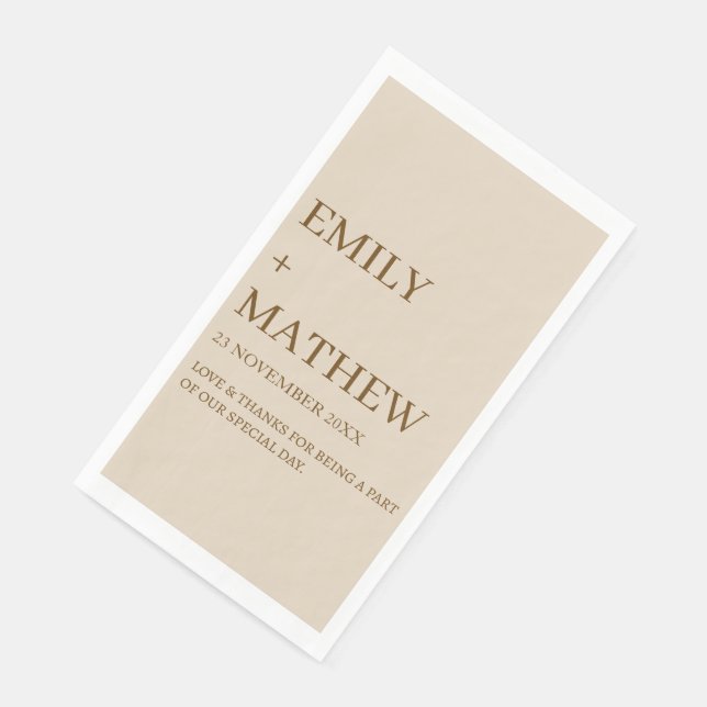 SERVILLETA DE PAPEL STYLISH MODERN CUSTOMIZED ELEGANT CLASSIC WEDDING  (Esquina)