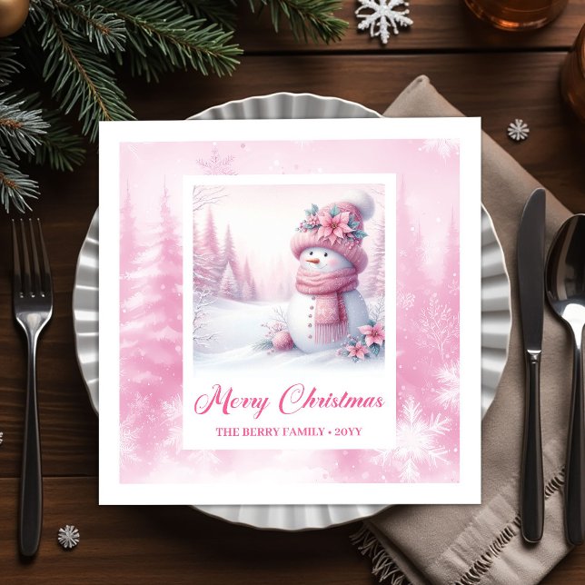 Servilleta De Papel Stylish Pinkmas Kids Christmas Scene Winter Forest (Stylish Pinkmas Kids Christmas Scene Winter Forest Christmas Napkins

)