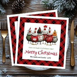 Servilleta De Papel Stylish Whimsical Chickens Custom Name Minimalist