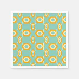 Servilleta De Papel Stylized geometric pattern in bold orange hexagon