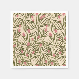 Servilleta De Papel Stylized pink bell-shaped floral pattern