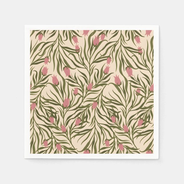 Servilleta De Papel Stylized pink bell-shaped floral pattern (Anverso)