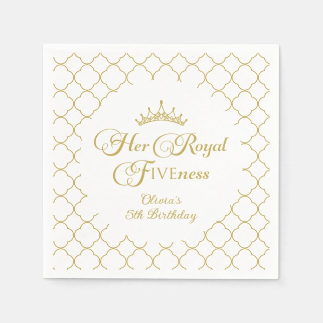 Servilleta De Papel Su Alteza Real Quinto Cumpleaños Princesa de Oro 5 (Anverso)