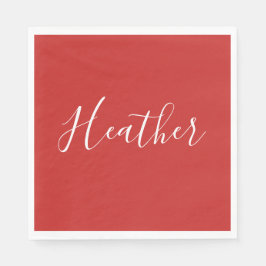 Servilleta De Papel Su guión blanco Personalizado en rojo