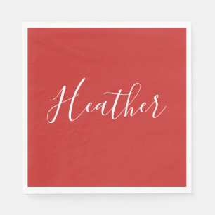 Servilleta De Papel Su guión blanco Personalizado en rojo