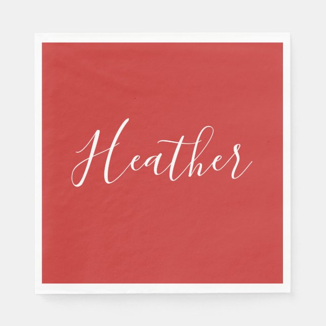 Servilleta De Papel Su guión blanco Personalizado en rojo (Anverso)