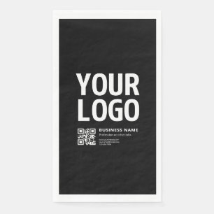 Servilleta De Papel Su logotipo con código QR editable y texto