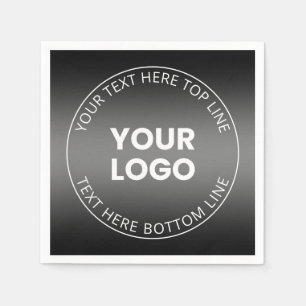 Servilleta De Papel Su logotipo con degradado en blanco y negro editab