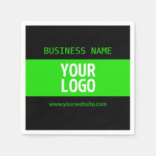 Servilleta De Papel Su logotipo o imagen   negro y verde brillante