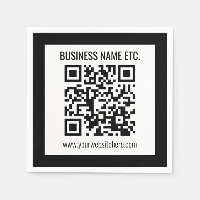 Servilleta De Papel Su nombre comercial y código QR editable (Anverso)