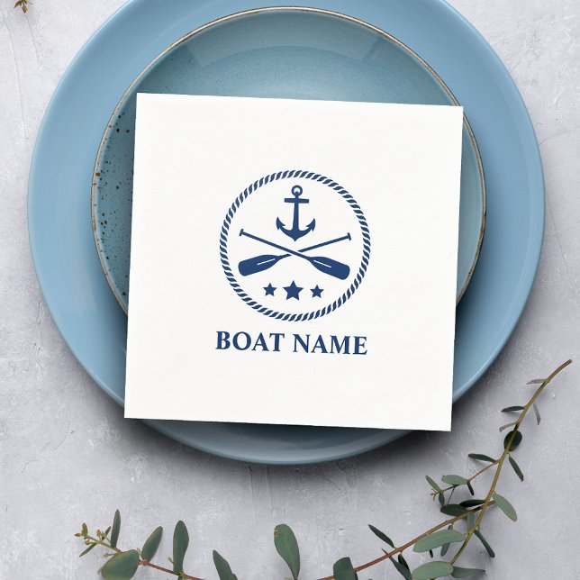 Servilleta De Papel Su nombre de barco Anchor Oars & Stars Naval Azul (Subido por el creador)