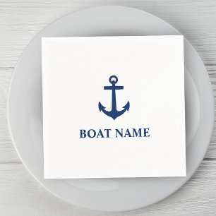 Servilleta De Papel Su Nombre De Barco Anclaje Azul