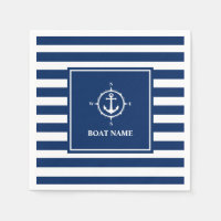 Su nombre de barco Compass Anchor franjas azules