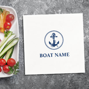 Servilleta De Papel Su nombre de barco Navy Blue Rope & Anchor