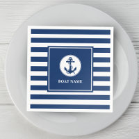 Su nombre de barco Rope & Anchor Blue Stripes