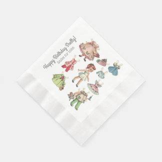 Servilleta De Papel Su nombre y mensaje Vintage muñeca Papel Napkin