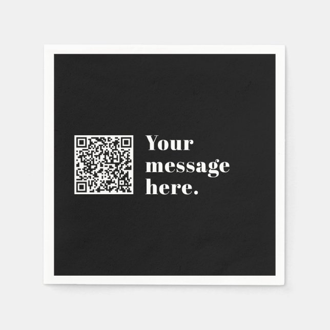Servilleta De Papel Su propio código QR cargado y texto retro editable (Anverso)