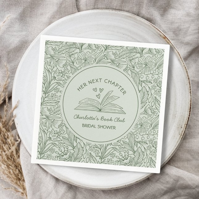Servilleta De Papel Su próximo capítulo Green Book Club Despedida de s (Her Next Chapter Green Book Club Bridal Shower Napkins)