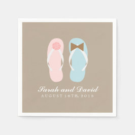 Servilleta De Papel Su y su Flip Flops Beach Wedding