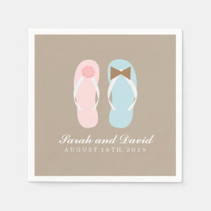 Servilleta De Papel Su y su Flip Flops Beach Wedding